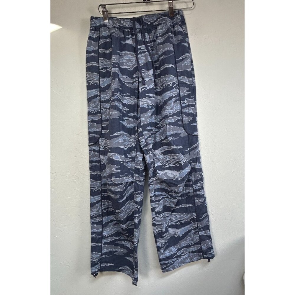 BDG Mens Small Grey & Blue Cargo Army Combat Pants Tiger Stripe Camo Adjustable